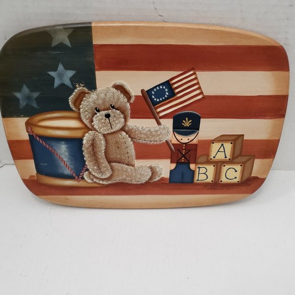 Basket Accessories Wood Toys Patriotic American USA Flag Art Wall Display 90s - Picture 4 of 16